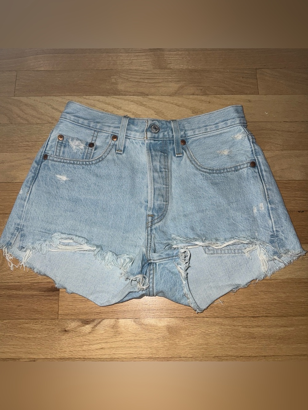 Levi's Light Blue Distressed Jean Cutoff Shorts